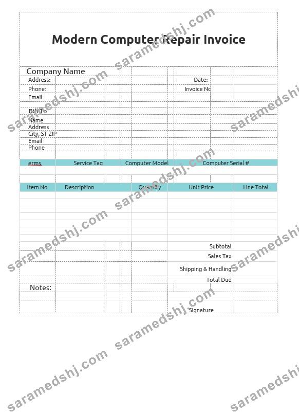 Modern Computer Repair Invoice Template